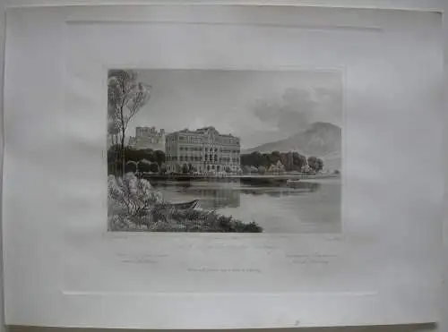 Schloss Leopoldscron Salzburg Orig. Stahlstich C. Huber 1847