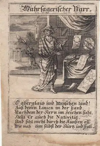 Wahrsagerischer Narr Prophetie Orig Kupferstich Abraham a Sancta Clara 1709