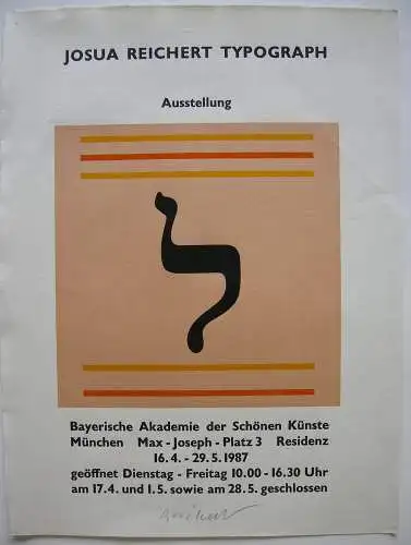 Josua Reichert (1937) Typograph Arabisch Buchstabe Orig Farbholzschnitt signiert