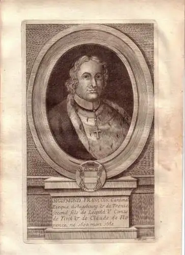 Portrait Kupferstich Sigismund Franz 1742 Krafft 