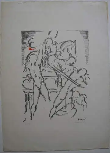 Lazzaro Donati (1926-1977) Reiterschlacht II Orig. Lithografie 1969 signiert