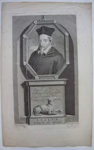 John Leslie (1527-1596) Schottischer Bischof von Ross Orig Kupferstich 1700 
