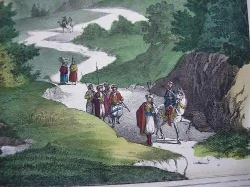Jerusalem Gesamtansicht aus der Ferne Orig Farblithografie scholz 1850