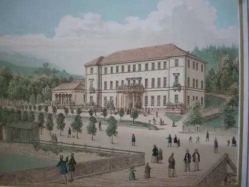 Bad Wildbad Hotel Bellevue Orig Farblithografie 1840 Karlsruhe Baden Württemberg