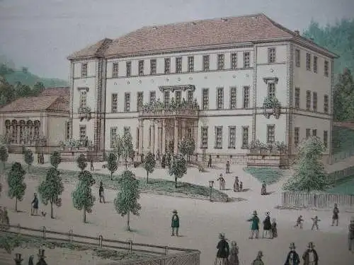 Bad Wildbad Hotel Bellevue Orig Farblithografie 1840 Karlsruhe Baden Württemberg