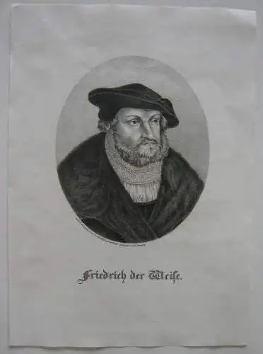 Friedrich der Weise (1463-1525) Kurfürst Reformator Orig Lithografie Erminy 1825