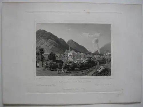 Bad Ischl Ansicht vom Prater aus Oberösterreich Orig. Stahlstich J. Riegel 1847