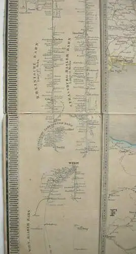 Hanser Post- und Eisenbahn-Reisekarte Deutschland kolor Orig Stahlstich 1870