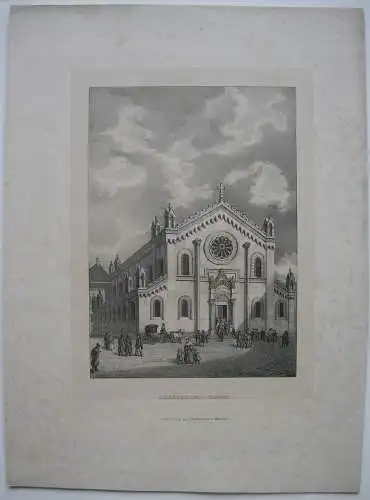 München Allerheiligen-Kirche Orig Lithographie C. A. Lebschee Bayern 1830 
