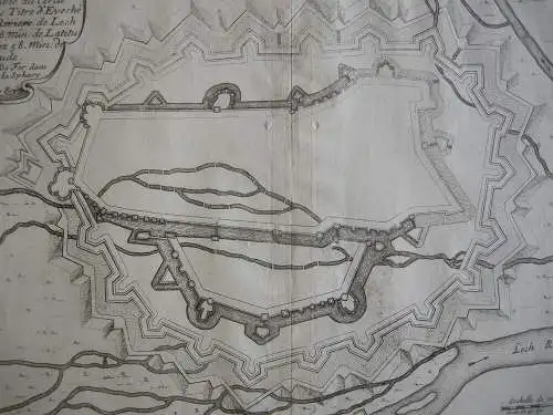 Augsburg Befestigung Grundriss Orig Kupferstich Nicolas de Fer 1688 Schwaben