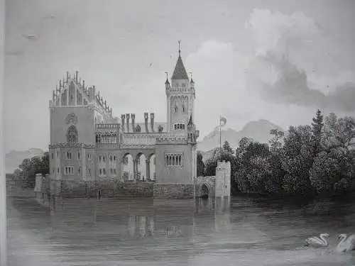 Schloss Anif bei Salzburg Orig. Stahlstich C. Huber 1847
