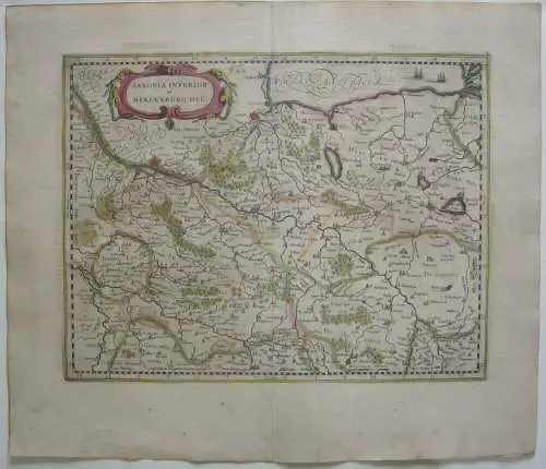 Niedersachsen Mecklenb altkolor Orig Kupferstichkarte Mercator Janssonius 1627  