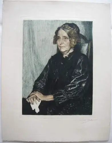 Corneille Max (1875-1924) Portrait Mina Gedon Orig Radierung 1910 signiert 