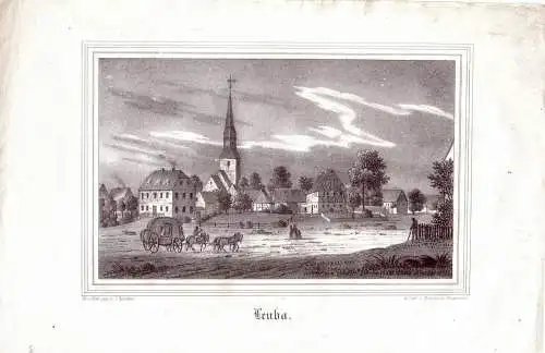 Leuba bei Görlitz Sachsen Orig Lithographie bei Renner u Ketschau 1838