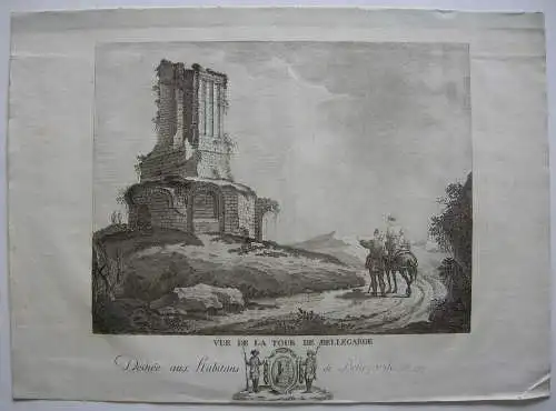 La Tour de Bellegarde France Taille douce Orig Kupferstich 1790 