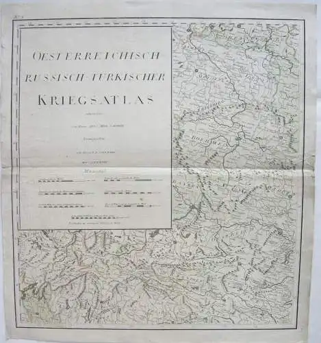 Österreichisch-Russisch-Türkischer Kriegsatlas Titelblatt kol Kupferstich 1788