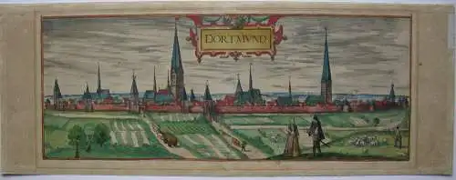 Dortmund Gesamtansicht altkolorierter Kupferstich Braun Hogenberg 1575