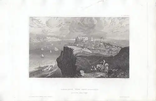 Lissabon Lisboa vom Fort Almeida Portugal Orig Stahlstich 1850