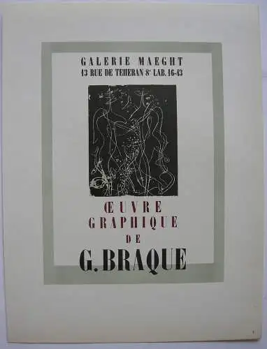 Georges Braque Plakat Oeuvre graphique Orig Lithografie 1959 Maitres de l'Ecole