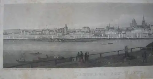 Panorama von Mainz Orig Aquatinta Ruff nach Ditzler 1835 Rheinland Pfalz