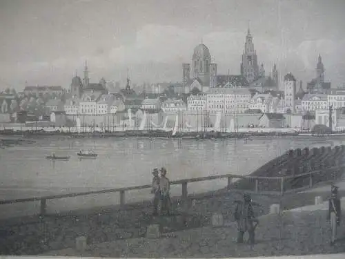 Panorama von Mainz Orig Aquatinta Ruff nach Ditzler 1835 Rheinland Pfalz