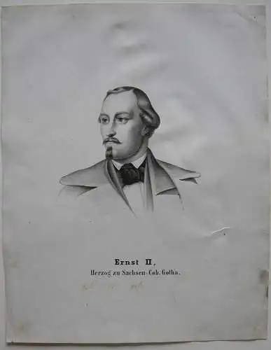 Ernst II. (1791-1864) Herzog Sachsen -Coburg Komponist Orig. Lithografie 1850