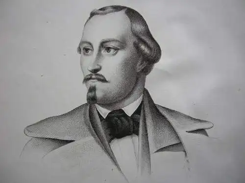 Ernst II. (1791-1864) Herzog Sachsen -Coburg Komponist Orig. Lithografie 1850