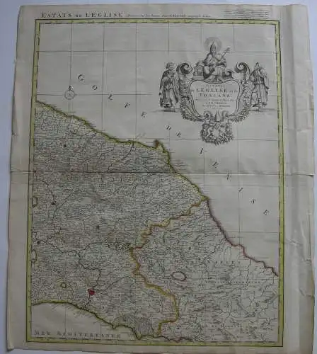   Italia Toscana Estats l'Eglise et Toscane Orig Kupferstichkarte mortier 1720