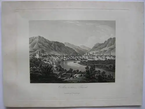 Trient Trento Trentino Südtirol Italien Orig. Aquatinta-Radierung 1840 