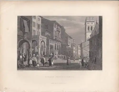 Korfu Griechenland Greece Strada Reale Orig Steel engraving 1850 S. Prout Findon