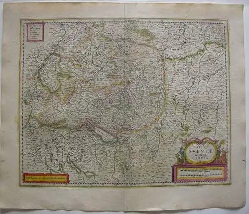 Württemberg altkolor Orig Kupferstich Janssonius Amsterdam, 1635 Bodensee