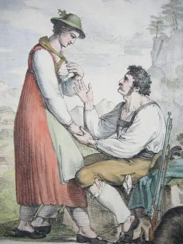 Josef Anton Rhomberg (1786-1855) Gamsjäger Kreidelithografie Inkunabel 1817