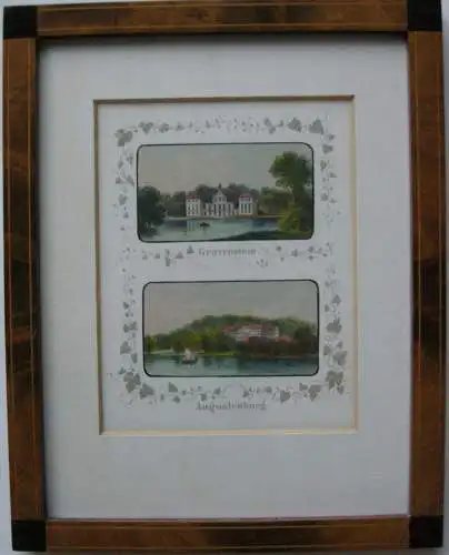 Gravenstein Augustenburg Orig Farblithographie Bordüre Gottheil 1864 gerahmt 