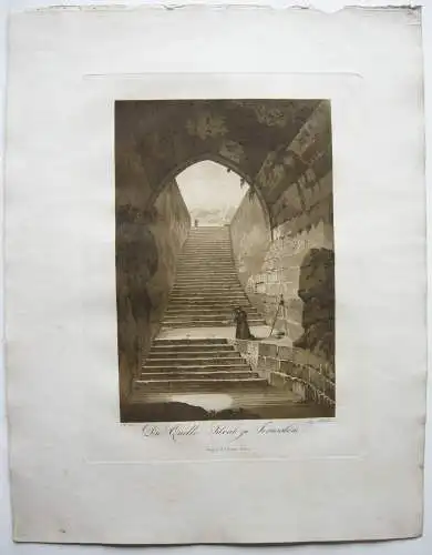 Jerusalem Die Quelle Siloah Aquatinta Sepia Döbler 1827 Heiliges Land 