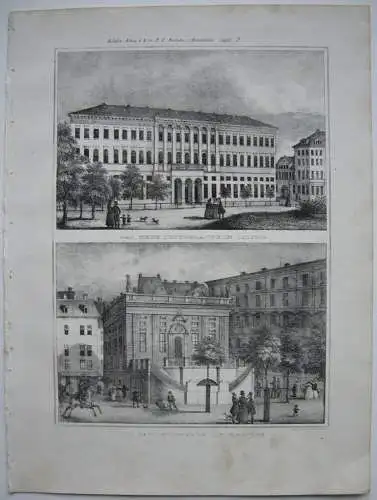 Leipzig Sachsen Neues Postgebäude Handelsbörse Orig Lithografie 1840