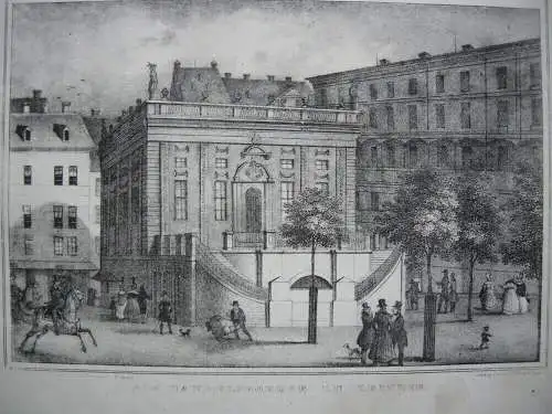 Leipzig Sachsen Neues Postgebäude Handelsbörse Orig Lithografie 1840