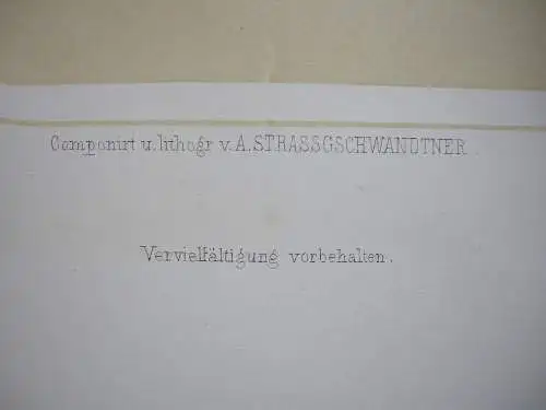 Jäger u Bär Jagd-Abenteuer kolor Orig Lithografie Tony Strassgschwandtner 1860 