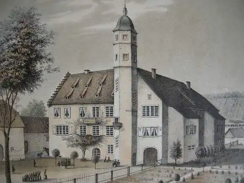 Rettungs-Haus Niefernburg Niefern-Öschelbronn Karlsruhe Orig Lithografie 1840