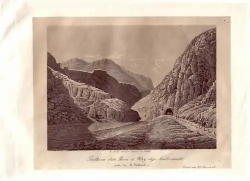 Pälin Andermatt  Schweiz Gotthard Uri Aquatinta 1830 Gotthardstrasse