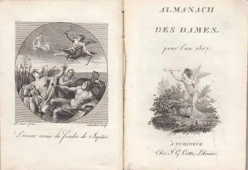 Almanach des Dames 1807 Tübingen Cotta 5 Kupfertafeln 