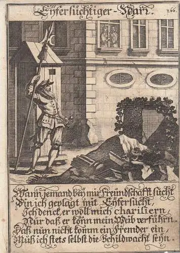 Eifersüchtiger Narr Eifersucht Orig Kupferstich Abraham a Sancta Clara 1709