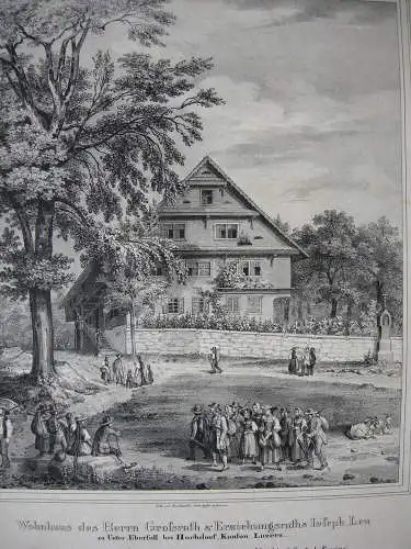 Wohnhaus Grossrath Ioseph Leu Hochdorf Luzern Orig Lithografie Eglin 1850