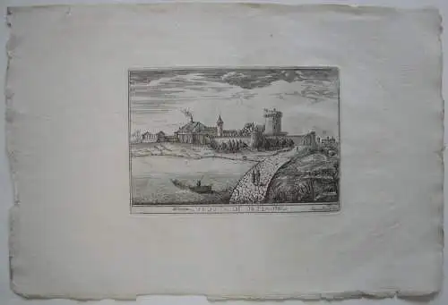 Veduta di Ostia Roma Italia Orig Kupferstich Silvestro Apponti 1745 Italien