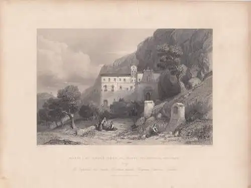 Palermo Sicilia Italia Sta Rosalia Monte Pelegrino Orig Steel engraving 1850