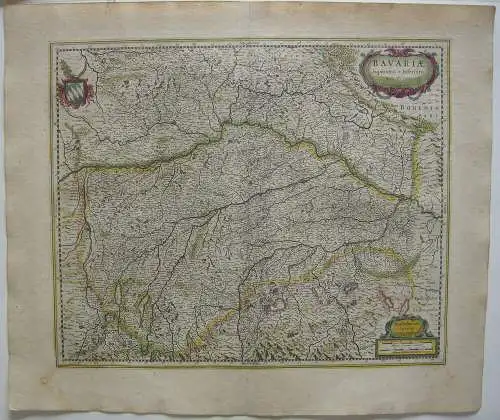 Ober- Niederbayern altkolor Orig Kupferstichkarte Mercator Janssonius 1627  