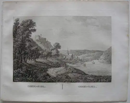 Oberwesel Rhein Hunsrück Orig Kupferstich J. Roux 1822 Rheinland-Pfalz