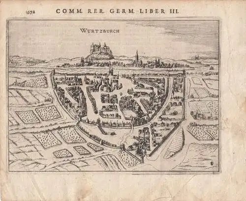 Würzburg Gesamtansicht Orig. Kupferstich Peter Bertius 1616 Unterfranken Bayern 