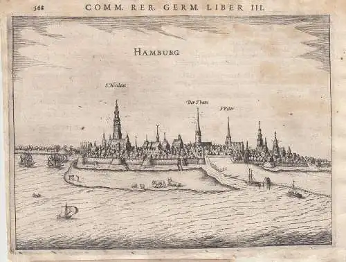 Hamburg Gesamtansicht Orig. Kupferstich Peter Bertius 1616 