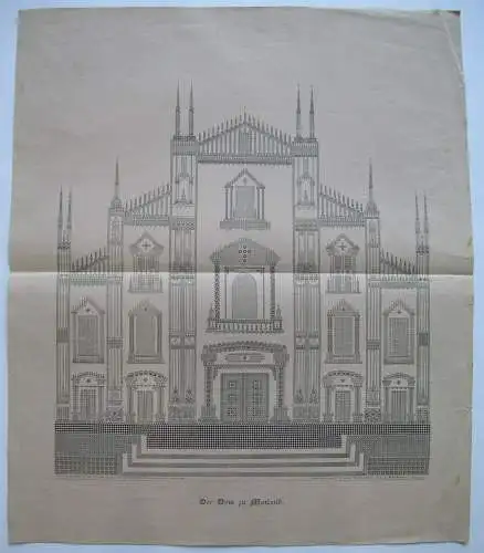 Milano Mailand Dom Duomo Typendruck 400 Jahre Buchdruck Gedenkblatt 1840