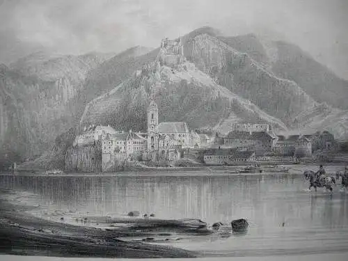 Dürnstein Gesamtansicht Niederösterreich Orig Lithographie 1860